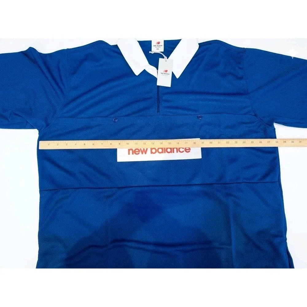 New Balance Made in USA Relaxed Mesh Zip Polo Shirt Inkwell Blue XXL $195 Jersey - Picture 4 of 10